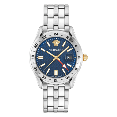 Versace Greca Time Gmt Silber Herren Armbanduhr VE7C00523