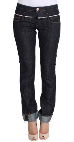 Acht Damen Blaue Denim Baumwolle Gerade Passform Jeans