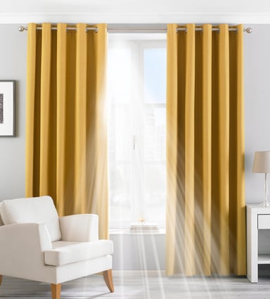 Twilight Blackout Eyelet Curtains in Ochre
