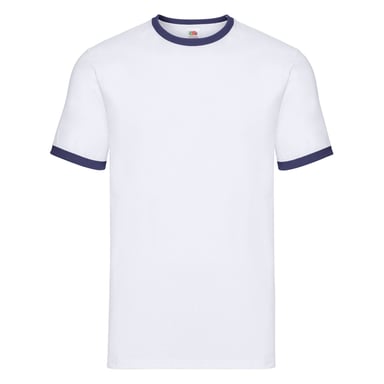 Fruit of the Loom - T-Shirt Ringer-Stil für Herren/Damen Unisex (Weiß/Marineblau)