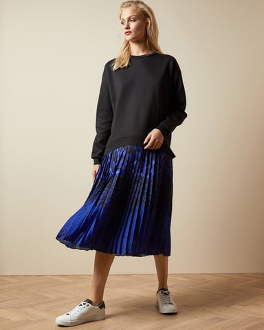 Robe pull fantaisie imprimé topaze Mokara, bleu foncé par Ted Baker