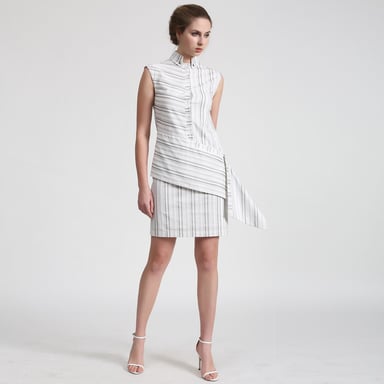 Strukturiertes Hemdkleid mit abnehmbaren Ärmeln