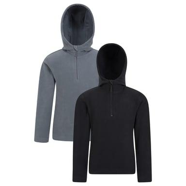 Mountain Warehouse - "Camber" Kapuzenpullover mit kurzem Reißverschluss für Kinder(2er-Pack) (Schwarz)