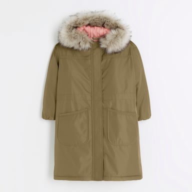 River Island Girls Parka Coat Khaki Hooded