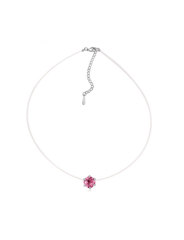 Unsichtbare Halskette - Silber und Rosa