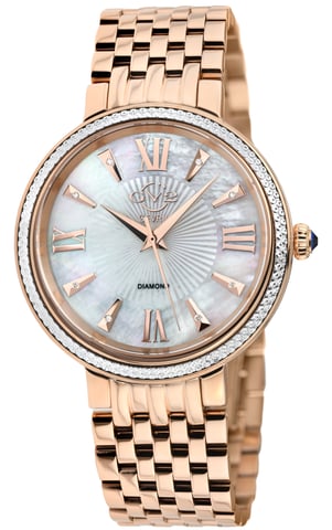 GV2 Damen Genua 12533 Schweizer Quarz Perlmutt Diamant Edelstahl Uhr
