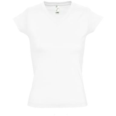SOLs Damen/Damen Moon V-Ausschnitt T-Shirt mit kurzen Ärmeln (Weiß)