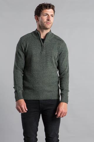 Khaki Recycled Cotton Blend 1/4 Zip Twist Jumper