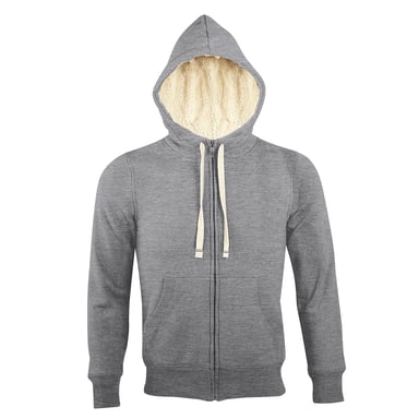 SOLS Sherpa Unisex Sweatshirt mit Kapuze und Reißverschluss (grau meliert)
