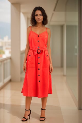 Button Through Sleeveless Belted Maxi Dress