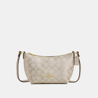 Zip Top Crossbody in Metallic Signature Canvas