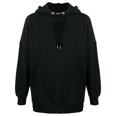 Palm Angels Klassisches Logo Schwarzer Hoodie in Übergröße