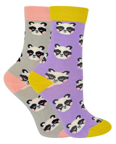 Miss Sparrow - 2er-Pack Socken für Mädchen mit Bambus-Muster - Panda