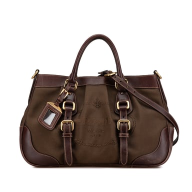 Vintage Prada Canapa Logo Schulranzen Braun