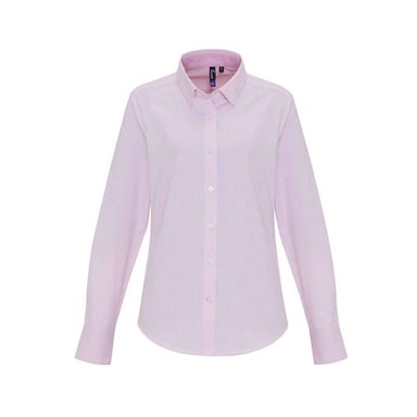 Premier - Formelles Hemd für Damen Langärmlig (Weiß/Pink)