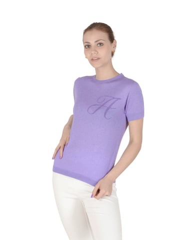 Crown Of Edinburgh Cashmere Short Sleeve Art 003 Lilas Lettre A