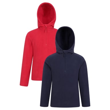 Mountain Warehouse - "Camber" Kapuzenpullover mit kurzem Reißverschluss für Kinder(2er-Pack) (Marineblau/Rot)