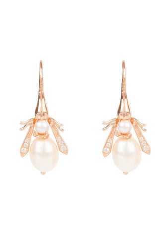 BOUCLE D'OREILLE EN OR ROSE "PEARL HONEY BEE