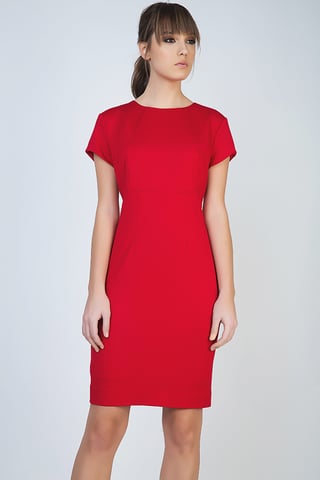 Rotes Kleid mit kurzen Ärmeln aus Stretch-Stoff