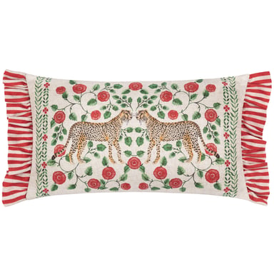 Wylder Tropics Okara Leoparden Druck Rüschendes Polyester gefülltes Kissen