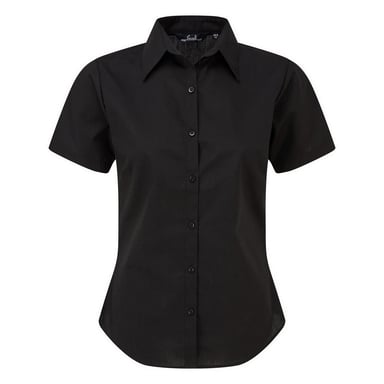 Premier Kurzarm-Popeline-Bluse / Schlichte Arbeitshemden (Schwarz)