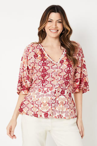 Viscose Embellished Button Blouse