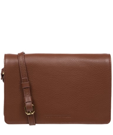 Gwen' Dark Tan Nappa Leather Cross Body Bag