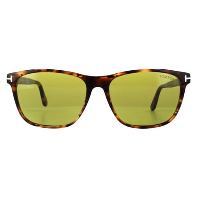 Tom Ford Rechteckige Unisex Havana Grüne Sonnenbrille