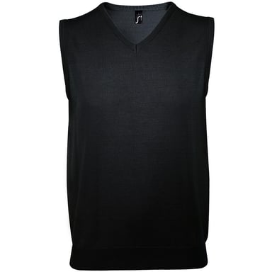 SOLS Unisex Herren ärmellose V-Ausschnitt Pullover Weste (Schwarz)