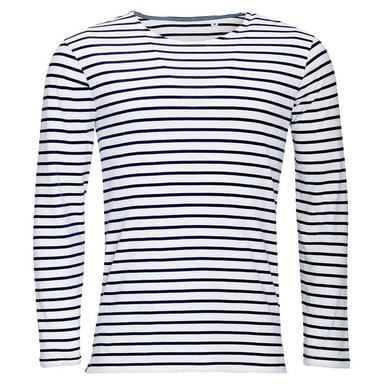 SOLS - "Marine" T-Shirt für Herren Langärmlig (Weiß/Marineblau)