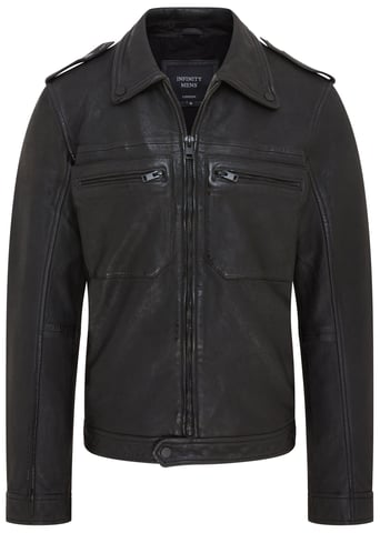 Klassische Herren-Hemdjacke aus schwarzem Leder – Harstad