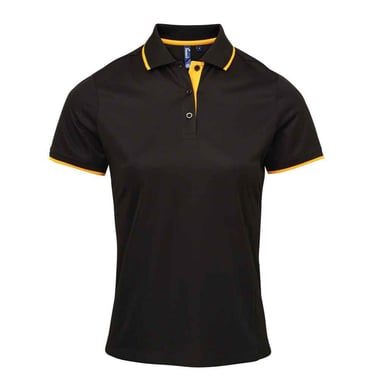 Premier - "Coolchecker" Poloshirt für Damen (Schwarz/Sonnenblume)