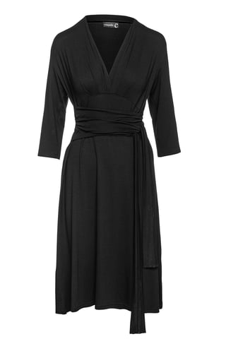 Schwarzes Empire-Linienkleid mit Gürtel