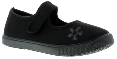 Wynsors Mary Jane 2 Younger Girls School Plimsolls in Black
