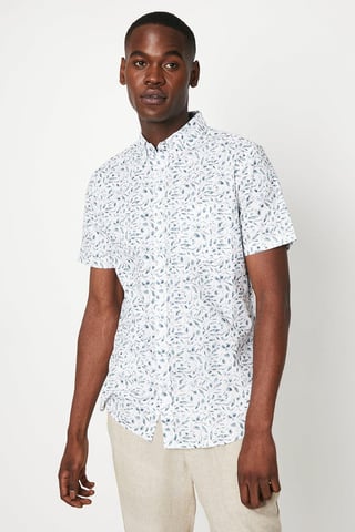 Grey Floral Print Short Sleeve Shirt