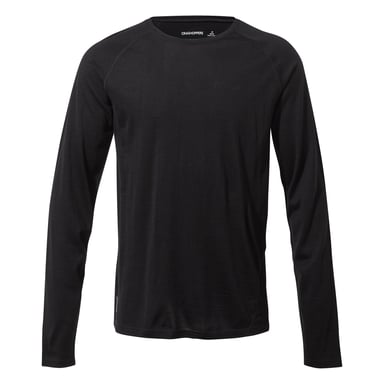 Craghoppers Mens Crew Neck Langarm Baselayer II Top (Schwarz)