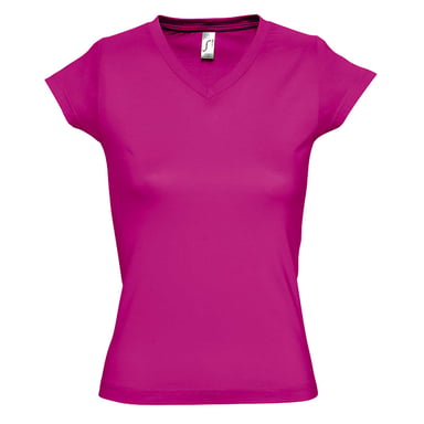 SOLs Damen/Damen Moon V-Ausschnitt T-Shirt mit kurzen Ärmeln (Fuchsia)