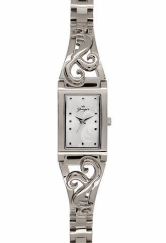 Yonger und Bresson Silberne Uhr mit weißem Zifferblatt