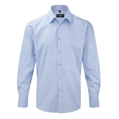 Russell Mens Herringbone Langarm-Arbeitshemd (Hellblau)