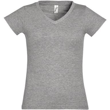SOLs Damen/Damen Moon V-Ausschnitt T-Shirt mit kurzen Ärmeln (grau meliert)