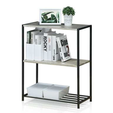 Furinno Basic 3-Tier Bookcase Storage Shelves, French Oak Grey