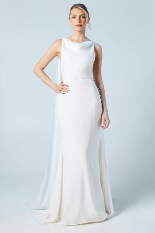 Chiffon Cowl Back Detail Wedding Dress
