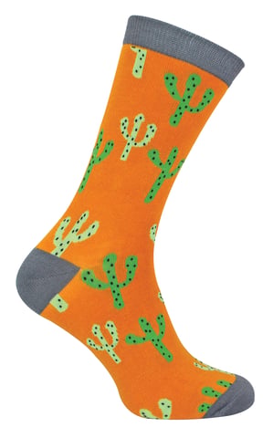 Herren Kaktus Socken | Herr Heron | Neuheit bunte lustige Pflanze gedruckt Bambus Socken | Fancy Weihnachtsgeschenk für ihn - Kaktus (Senf)