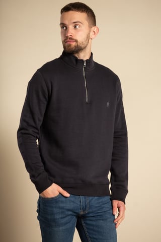 Navy Cotton Blend Half-Zip Jumper