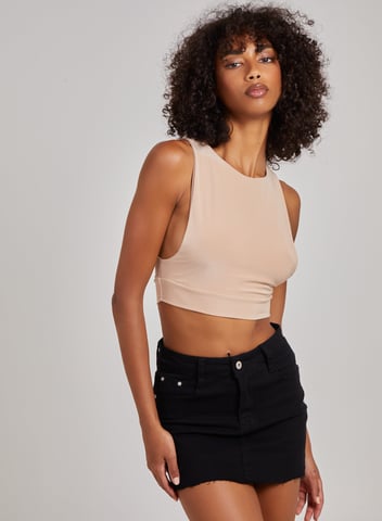 Sleeveless Slinky Crop Top