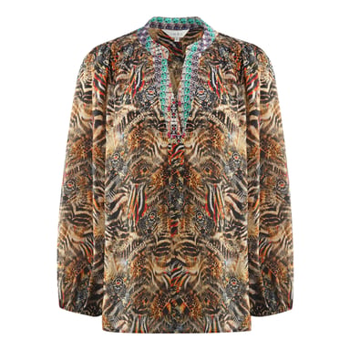 Inoa Steinadler 120214 Mehrfarbige Bluse mit V-Ausschnitt