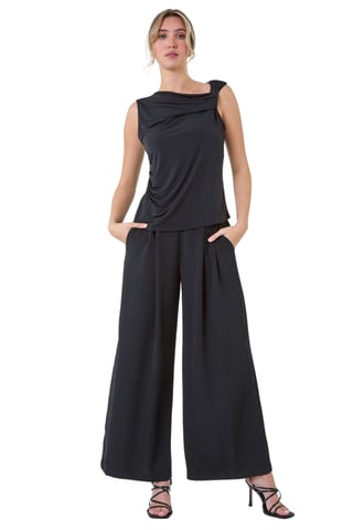 Ruched Twist Cowl Neck Stretch Top