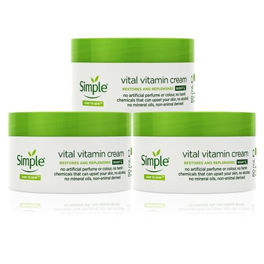 Simple Kind to Skin Vital Vitamin Night Cream for Sensitive Skin, 50ml, 3 Pack