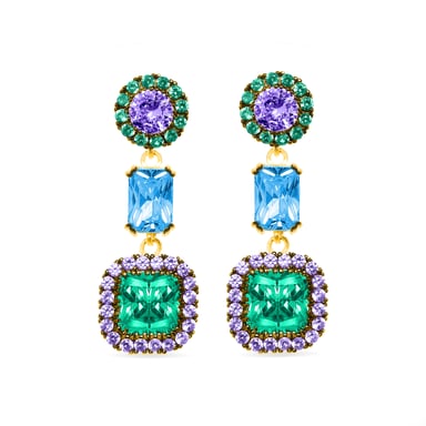Luxenter Ohrringe aus 925er Sterlingsilber mit mehrfarbigen Zirkonias in 18K Gelbgold