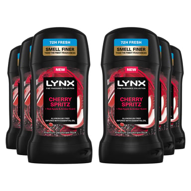 Lynx Deodorant Stick Cherry Spritz with 72Hrs Freshness 50ml, 6 Pack